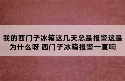 我的西门子冰箱这几天总是报警这是为什么呀 西门子冰箱报警一直响